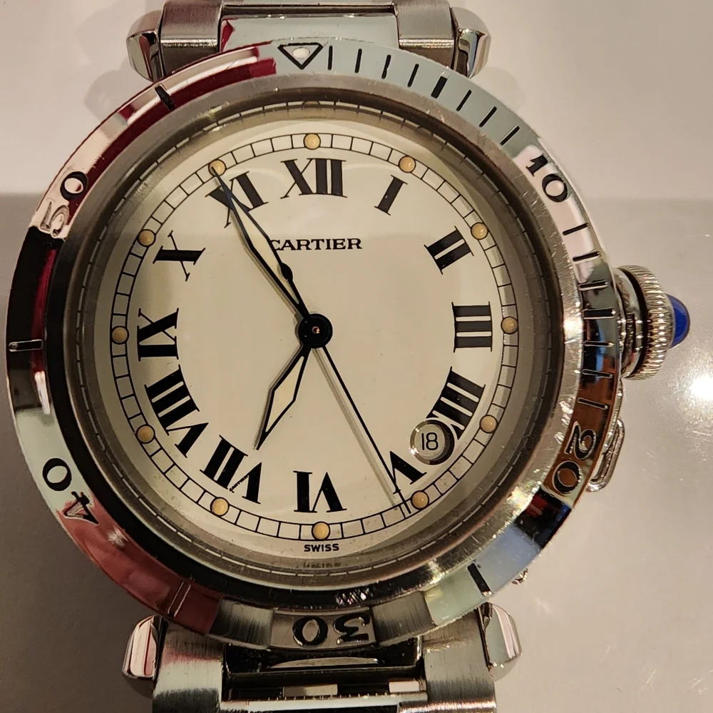 Cartier Pasha 38mm Steel Watch White Roman
Dial with Date Window Ref. 1040 - Picture 9 of 16